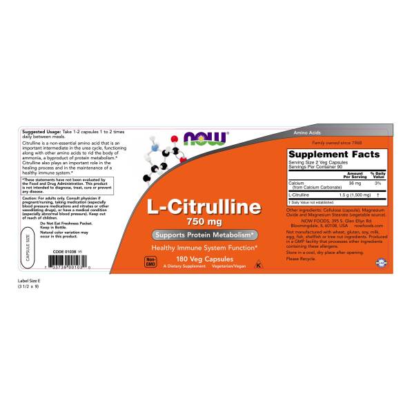 L-Citrulline 750 mg | Hỗ trợ hấp thụ và chuyển hóa chất đạm (protein), giúp cơ thể tăng cường hồi phục trong hệ miễn dịch (90 Viên)