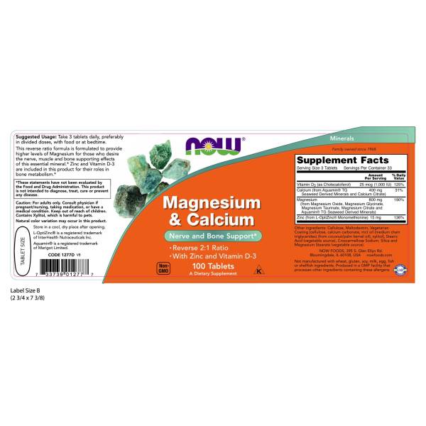 Magnesium & Calcium | Hỗ Trợ Dùy Trì Cấu Trúc Vững Chắc Cho Xương và Răng, Phòng Ngừa Loãng Xương Do Tuổi Tác (100 viên)