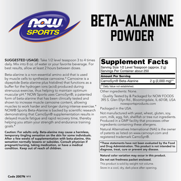 Beta-Alanine Powder | Tăng Sức Bền Cơ Bắp, Nhanh hồi phục cơ sau những bài luyện tập căng thẳng (500 Gram)