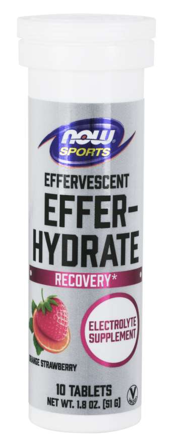 Effer-Hydrate Effervescent Orange Strawberry | VIÊN BÙ KHOÁNG PHỤC HỒI NHANH, Sử dụng cho người luyện tập thể thao (Hương Cam Dâu - 10 Viên sủi) | HSD: 30/04/2024