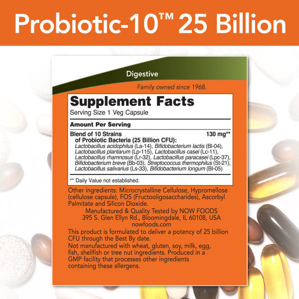 Probiotic-10™ 25 Billion | Bổ sung 25 Tỷ vi lợi khuẩn Hỗ trợ sức khỏe đường ruột và Tăng cường hệ miễn dịch (30 Viên)
