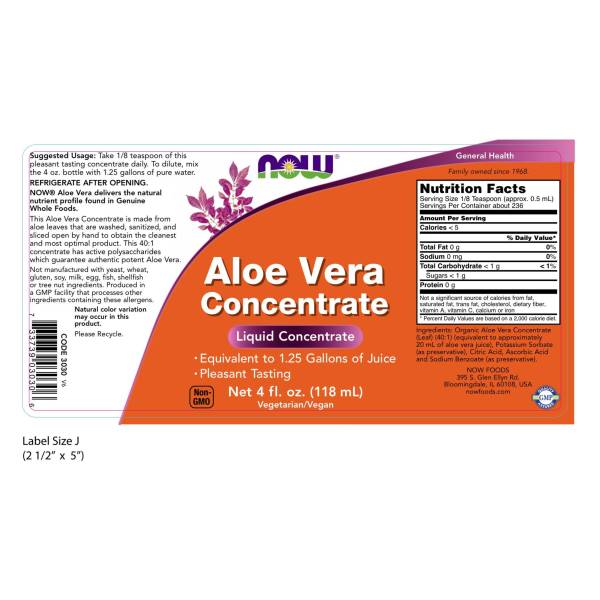 Aloe Vera Concentrate | Nước ép Nha Đam (Lô hội) cô đặc giúp Giảm chứng ợ chua – Trào Ngược Dạ Dày (cô đặc tỉ lệ 40:1-Hương vị tự nhiên- 118ml)