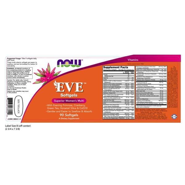 NOW, EVE ™ Women's Multiple Vitamin | Bổ Sung Vitamin tổng hợp & Khoáng Chất Hàng Ngày Dành Cho Phụ Nữ, Giúp Nâng Cao Sức Khỏe & Làm Đẹp Da (90 Viên nang mềm)