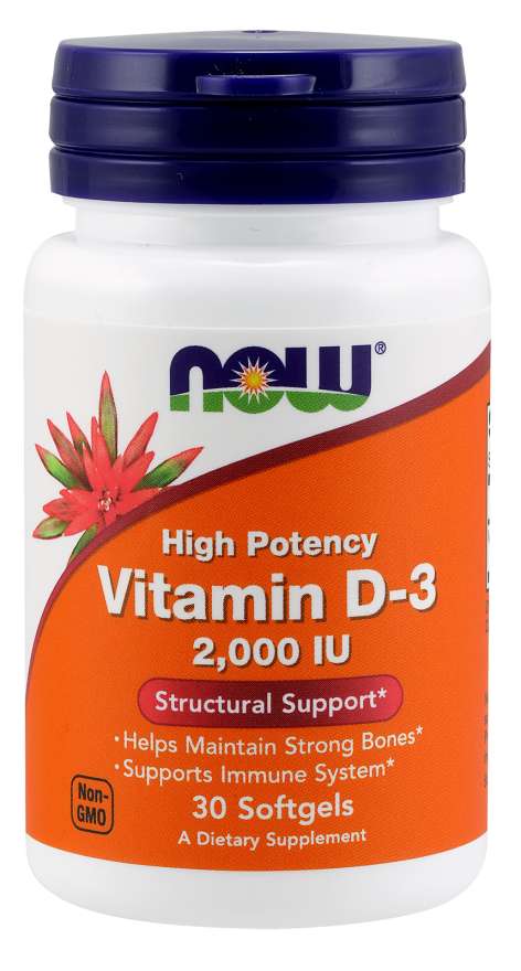 NOW, Vitamin D-3 2000 IU | SỨC KHỎE XƯƠNG RĂNG 2000IU D-3 Hỗ Trợ Hấp Thu Canxi Tốt Hơn, Giúp Xương & Răng Chắc Khỏe, Tăng Cường Miễn Dịch (30 Viên nang mềm)