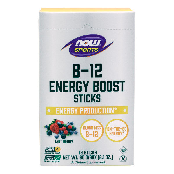 B-12 Energy Boost Tart Berry | Bổ sung 10,000mcg B-12 và Taurin, Folate, D-Ribose, Green Boffee Bean - Cung Cấp & Tăng Cường Năng Lượng, Hỗ trợ luyện tập, chơi thể thao (12 Gói/Hộp)