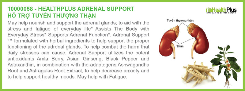 Adrenal Support™ | Detox Lọc Tuyến Thượng Thận, Công thức thảo dược: Hoàng Kỳ, Amla Berry, Nhân sâm Châu Á, Hạt tiêu đen và 500mcg Astaxanthin chống oxy hóa và chống viêm (90 Viên)