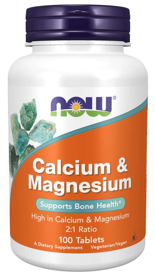 NOW, Calcium & Magnesium | Bổ Sung 1,000mg Canxi & 500mg Magie, Hỗ trợ thúc đẩy hấp thu canxi tốt hơn + Giúp Xương & Răng Chắc Khỏe (100 Viên)