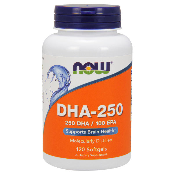 NOW, DHA-250 (250mg DHA, 125mg EPA) | Bổ Sung Omega-3 (Dầu cá) Chưng Cất Phân Tử, Giúp Tăng Cường Sức Khỏe Cho Tim Mạch, Não, Mắt, Khớp (120 Viên nang mềm)