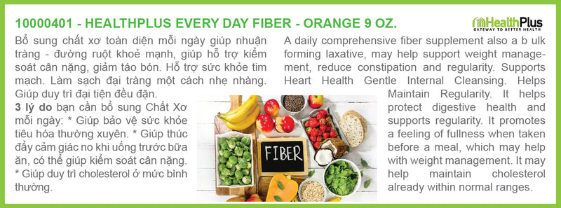 EVERY DAY FIBER (Orange Stevia - Hương Vị Cam) | Bổ Sung Chất Xơ, Hỗ Trợ Điều Trị Rối Loạn Táo Bón, Giảm Hấp Thu Cholesterol (255gram)