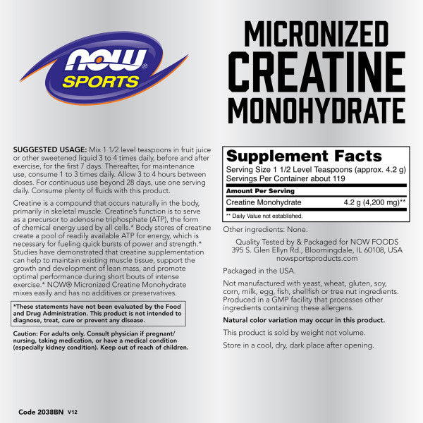 Creatine Monohydrate, Micronized Powder | Giúp duy trì các mô cơ hiện có, hỗ trợ sự tăng trưởng và phát triển của khối lượng nạc, và thúc đẩy hiệu suất tối ưu trong các bài tập ngắn cường độ cao (500gram - 1.1 LBS)