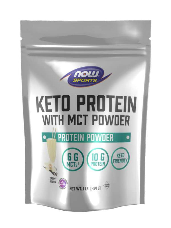 Keto Protein with MCT Powder | Bổ sung 11gram đạm + 6gram MCT, Phù hợp với phương phát ăn kiêng Keto và Low-carb (Creamy Vanilla - 454 gram)