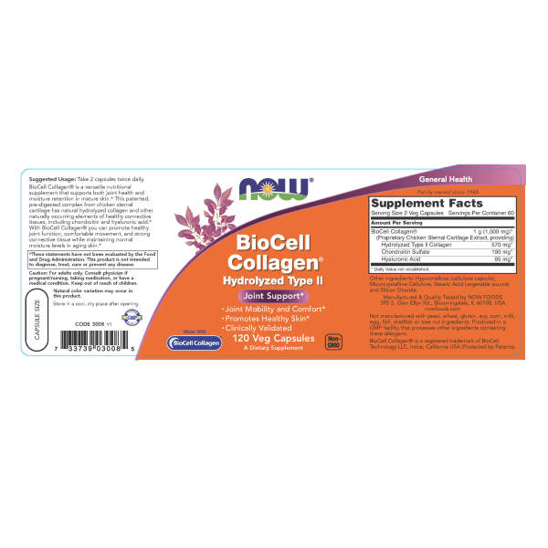 BioCell Collagen ® Hydrolyzed Type II | SỨC KHỎE XƯƠNG KHỚP, 1.000mg BioCell Collagen + 570mg Hydrolyzed Type II. Hỗ trợ Xương Khớp & Làm Đẹp Da, Giảm Đau Tê Khớp Tay Cho Phụ Nữ Tiền Mãn (120 Viên)
