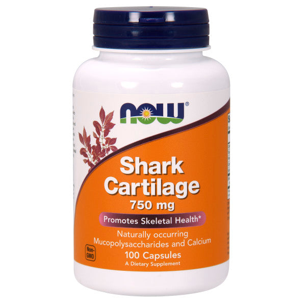 NOW, Shark Cartilage 750mg | SỨC KHỎE XƯƠNG KHỚP, Bổ Sung Chiết Xuất Sụn Cá Mập & Canxi (100 Viên)