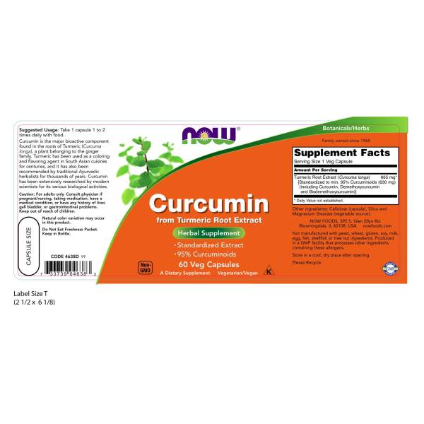 NOW, Curcumin (630mg) from TURMERIC Root Extract | Điều trị viêm loét Bao tử, trào ngược dạ dày, Ung thư Tiền Liệt Tuyến, Viêm khớp, Hỗ trợ giảm cân tan mỡ, Bổ Sung Tinh Chất Nghệ 630mg Curcumin trong 1 Viên Nang (60 Viên)