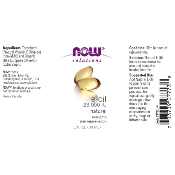 NATURAL E-OIL 23000 IU | Tinh dầu Vitamin E tự nhiên, Sử dụng cho da khô, cung cấp đổ ẩm cho da giúp làn da mịn màng (30ml)