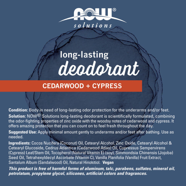 Long-Lasting Deodorant Stick, Cedarwood + Cypress | Lăn Khử Mùi Vùng Da Dưới Cánh Tay (62gram) | HSD: 30/06/2023