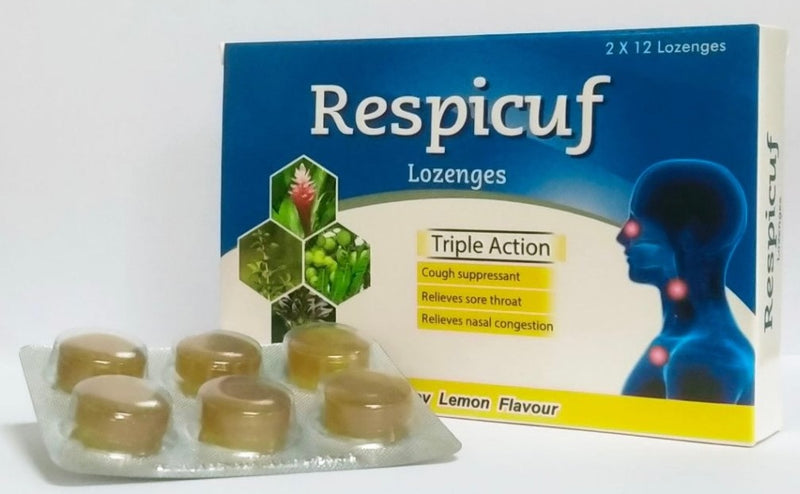 Respicuf Lozenges - Kẹo Ngậm BẠC HÀ CHANH MẬT ONG (24 viên) | Hỗ trợ ức chế ho, giảm đau họng, nghẹt mũi.