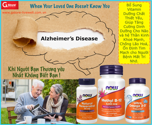 Combo 3SP/43k/Ngày: Alzheimer Disease - Bổ sung Vitamin Dưỡng Chất thiết yếu , Giúp tặng cường cho Não và Hệ thần kinh khoẻ mạnh, Chống Lão Hoá, Ổn Định Tim Mạch cho người Bệnh Mất Trí Nhớ