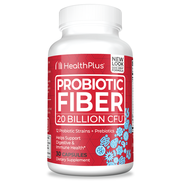 PROBIOTIC FIBER with 20 Billion CFU 12 Probiotic Strains | 20 Tỷ Men Vi Sinh tự nhiên từ 12 Chủng men Sinh học, giúp hệ miễn dịch khỏe mạnh, cân bằng Vi Lợi Khuẩn đường ruột, điều trị Táo Bón, giúp sản xuất Insulin cho người tiểu đường (30 Viên)