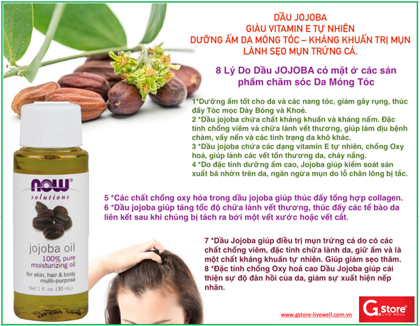Jojoba Oil Pure | Tinh Dầu dưỡng ẩm toàn thân & Da - Tóc, Chiết xuất 100% nguyên chất từ hạt Jojoba (30ml)