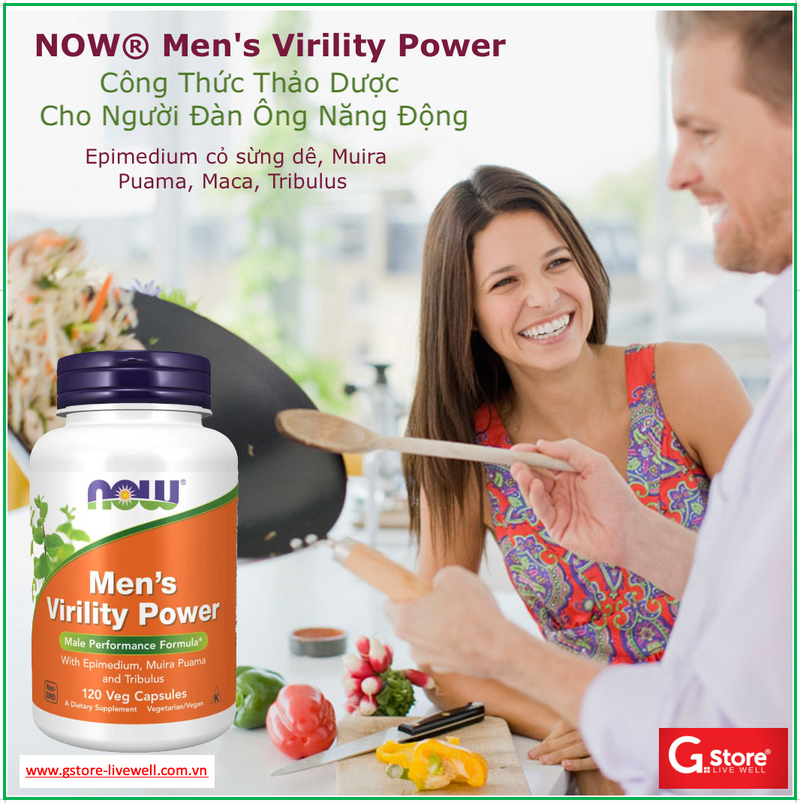 Men's Virility Power | TĂNG CƯỜNG SINH LỰC NAM, hỗn hợp các thảo dược Horny Goat Weed, Muira Puama & Tribulus (Gai Ma Vương) giúp tăng sinh lực cho nam giới. Bổ sung dưỡng chất từ thảo dược hỗ trợ tăng cường sức khỏe tình dục (120 Viên)