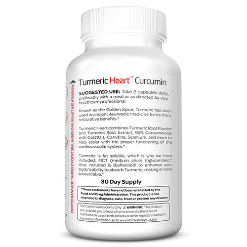Turmeric Heart™ | SỨC KHỎE TIM MẠCH, 300mg Bột rễ nghệ và 75mg Curcumin với 100mg CoQ10, 400mg L-Carnitine, 135mcg, Vitamin K2, 100mg Omega3, Selenium - Giúp hỗ trợ hoạt động thường ngày của hệ thống tim mạch (60 Viên)