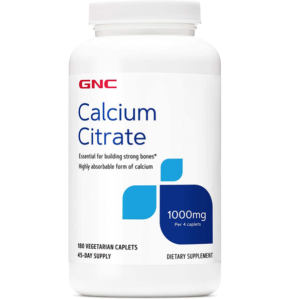 GNC, Calcium Citrate 1000MG | Bổ sung Canxi giúp Xương chắc khỏe, Phòng ngừa bệnh loãng xương, Giúp làm nhanh lành các vết nứt gãy trên xương (180 viên)