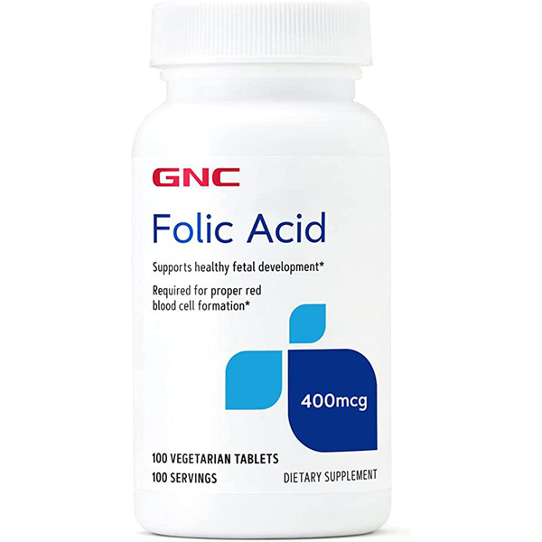 GNC, Folic Acid 400MCG | Bổ sung vitamin B9  Hỗ Trợ Sự Phát Triển Của Thai Nhi và giúp cơ thể sản sinh Hồng Cầu (100 viên)