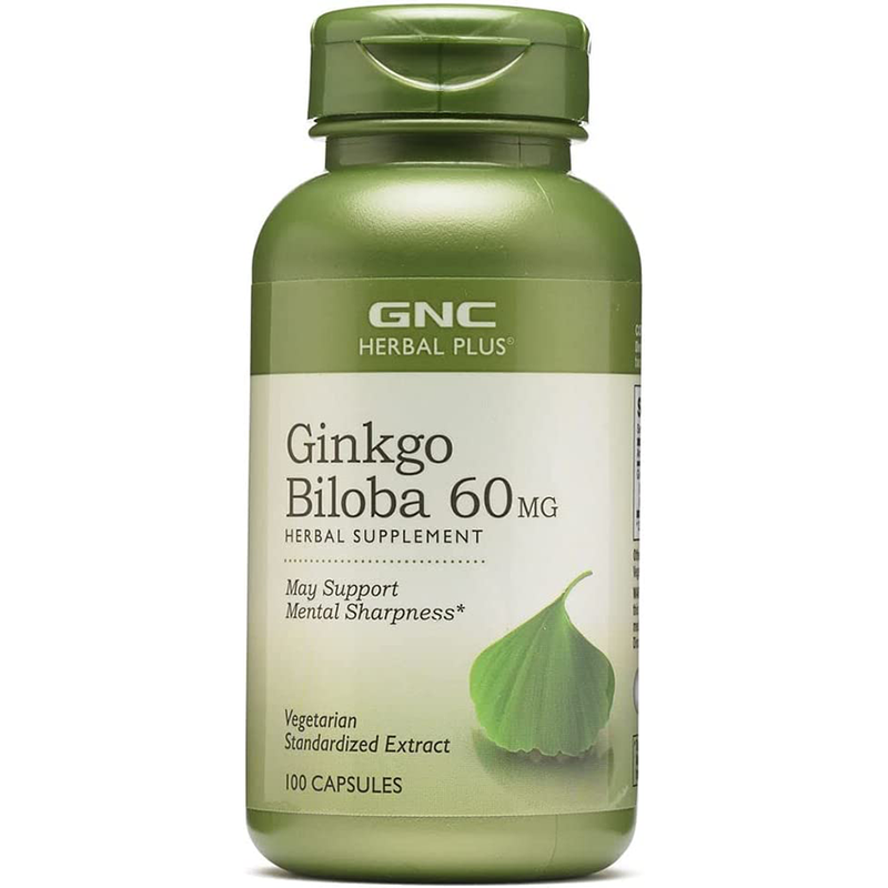 GNC, GINKGO BILOBA 60MG | Hỗ trợ tuần hoàn máu, tăng cường lưu lượng máu lên não, Hỗ trợ điều trị rối loạn tiền đình (100 viên)